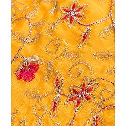 Babyhug Georgette Woven Sleeveless Choli Lehenga Set With Floral Embroidery & Dupatta - Pink