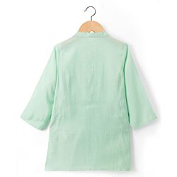 Babyhug Cotton Blend Woven Full Sleeves Solid Kurta Pyjama Set With Embroidered Jacket -light Green
