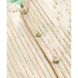 Babyhug Cotton Blend Woven Full Sleeves Solid Kurta Pyjama Set With Embroidered Jacket -light Green
