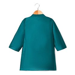 Babyhug Cotton Blend Woven Full Sleeves Kurta Pajama Set with Jacket & Jungle Theme Embroidery - Green