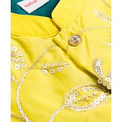 Babyhug Cotton Blend Woven Full Sleeves Kurta Pajama Set with Jacket & Jungle Theme Embroidery - Green