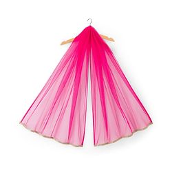 Babyhug Net Woven Sleeveless Embellished Choli & Tiered Lehenga Dupatta Set with Sequin Detailing & Floral Applique - Pink