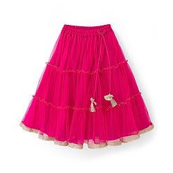 Babyhug Net Woven Sleeveless Embellished Choli & Tiered Lehenga Dupatta Set with Sequin Detailing & Floral Applique - Pink