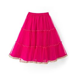 Babyhug Net Woven Sleeveless Embellished Choli & Tiered Lehenga Dupatta Set with Sequin Detailing & Floral Applique - Pink