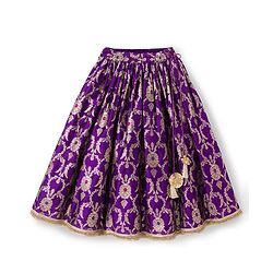 Babyhug Woven Sleeveless Floral & Sequin Embroidered Foil Printed Choli Lehenga Set with Dupatta & Lace Detailing - Purple