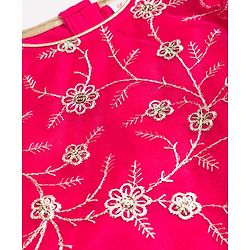 Babyhug Georgette Woven Sleeveless Chinnon Embroidered Choli Lehenga Set with Dupatta & Lace Detailing- Pink
