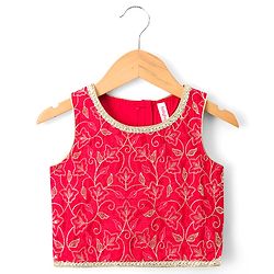 Babyhug Georgette Woven Sleeveless Chinnon Sequin Embroidered Choli Lehenga  & Dupatta Set with Lace Detailing -  Red
