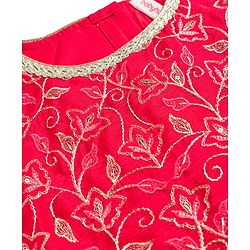 Babyhug Georgette Woven Sleeveless Chinnon Sequin Embroidered Choli Lehenga  & Dupatta Set with Lace Detailing -  Red