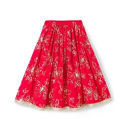Babyhug Georgette Woven Sleeveless Chinnon Sequin Embroidered Choli Lehenga  & Dupatta Set with Lace Detailing -  Red