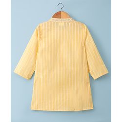 Babyhug Cotton Blend Woven Full Sleeves Striped Kurta Pyjama Set - Yellow