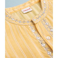 Babyhug Cotton Blend Woven Full Sleeves Striped Kurta Pyjama Set - Yellow