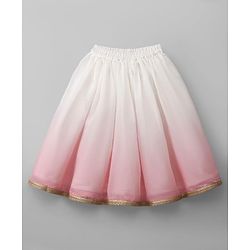 Babyhug Chanderi Woven Sleeveless Floral Embroidered Choli & Lehenga Set With Dupatta - Pink