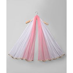 Babyhug Chanderi Woven Sleeveless Floral Embroidered Choli & Lehenga Set With Dupatta - Pink