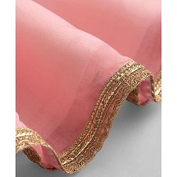 Babyhug Chanderi Woven Sleeveless Floral Embroidered Choli & Lehenga Set With Dupatta - Pink