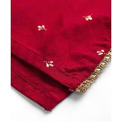 Babyhug Cotton Blend Woven Three Forth Sleeves Foil Printed & Floral Embroidered Kurta Salwar Set With Dupatta - Fuchsia