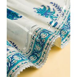 Babyhug 100% Cotton Cambric Woven Sleeveless Kurti Gharara Set With Floral Print & Dupatta - White