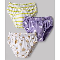 Babyhug 100% Cotton Knit Star Printed Briefs Pack of 3 - Multicolor