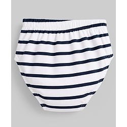 Babyhug 100% Cotton Single Jersey Knit Briefs With Stripes & Star Print Pack of 3 - White, Red & Light Blue