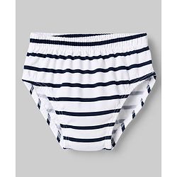 Babyhug 100% Cotton Single Jersey Knit Briefs With Stripes & Star Print Pack of 3 - White, Red & Light Blue