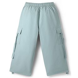 Babyhug Cotton Woven Half Sleeves Solid Top & Pant Set - White & Light Green