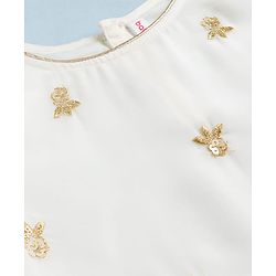 Babyhug Georgette Woven Three Fourth Sleeves Kurti Gharara Set With Floral Sequin Detailing & Dupatta - Off White