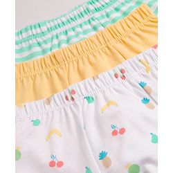 Babyhug 100% Cotton Knit Striped & Cherry Printed Trunks Pack of 3 - Multicolor