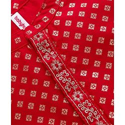 Babyhug Cotton Blend Woven Full Sleeves Kurta Pajama Set with Floral Foil Print - Red