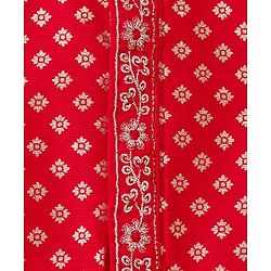 Babyhug Cotton Blend Woven Full Sleeves Kurta Pajama Set with Floral Foil Print - Red