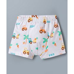 Babyhug 100% Cotton Knit Striped & Tractor Printed Trunks Pack of 3 - Multicolor