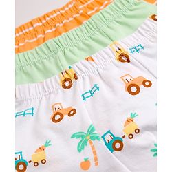 Babyhug 100% Cotton Knit Striped & Tractor Printed Trunks Pack of 3 - Multicolor