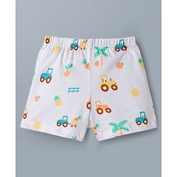 Babyhug 100% Cotton Knit Striped & Tractor Printed Trunks Pack of 3 - Multicolor