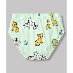 Babyhug 100% Cotton Single Jersey Knit Striped Briefs With Animal Print Pack of 3 - Multicolor