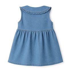 Babyhug Cotton Woven One Piece Dress Sleeveless Peter Pan Collar Floral Embroidered Blue 6-9 Months