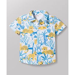 Babyhug Single Jersey Knit Half Sleeves Shirt & Shorts Set With Floral Print - Multicolor