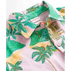 Babyhug Single Jersey Knit Half Sleeves Co-ords Shirt & Shorts Set with Jungle Theme Print - Multicolor