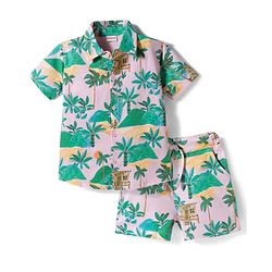 Babyhug Single Jersey Knit Half Sleeves Co-ords Shirt & Shorts Set with Jungle Theme Print - Multicolor