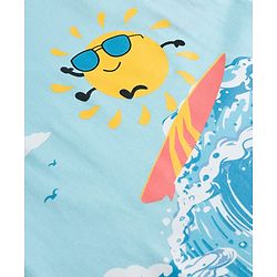 Babyhug Single Jersey Knit Half Sleeves T-Shirt & Shorts Set with Surfing Print - Blue & Yellow