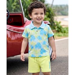 Babyhug 100% Cotton Knit Half Sleeves Floral Printed T-Shirt & Shorts Set - Multicolour