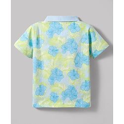 Babyhug 100% Cotton Knit Half Sleeves Floral Printed T-Shirt & Shorts Set - Multicolour
