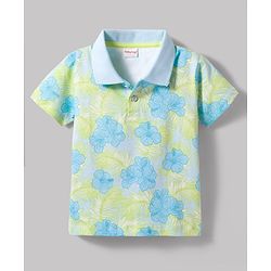 Babyhug 100% Cotton Knit Half Sleeves Floral Printed T-Shirt & Shorts Set - Multicolour