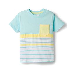 Babyhug Single Jersey Knit Half Sleeves Cut & Sew Striped T-Shirt & Shorts Set - Yellow
