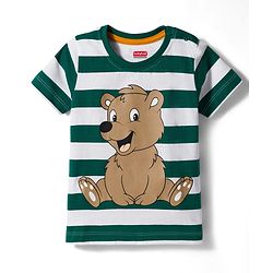 Babyhug Single Jersey Knit Half Sleeves T-Shirt & Shorts Set With Teddy Bear Print - Multicolor