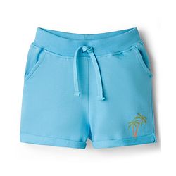 Babyhug Single Jersey Knit Sleeveless T-Shirt & Shorts Set with Beach Theme Print - Blue