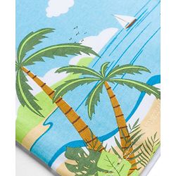 Babyhug Single Jersey Knit Sleeveless T-Shirt & Shorts Set with Beach Theme Print - Blue