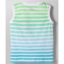 Babyhug 100% Cotton Knit Sleeveless Striped & Beach Theme Printed Tank T-Shirt & Shorts Set - Multicolour