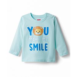Babyhug Cotton Knit Full Sleeves Lion Printed T-Shirt & Pyjama Night Suit- Light Blue