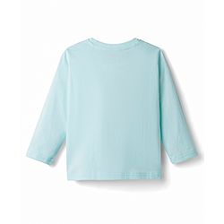 Babyhug Cotton Knit Full Sleeves Lion Printed T-Shirt & Pyjama Night Suit- Light Blue