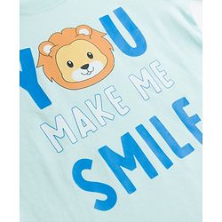 Babyhug Cotton Knit Full Sleeves Lion Printed T-Shirt & Pyjama Night Suit- Light Blue