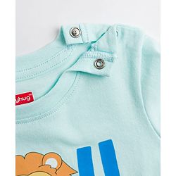 Babyhug Cotton Knit Full Sleeves Lion Printed T-Shirt & Pyjama Night Suit- Light Blue