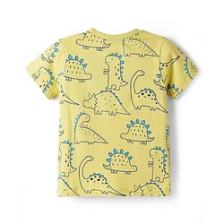 Babyhug Cotton Knit Half Sleeves T-Shirt & Pyjama Night Co-ord Night Suit With Dino Print - Green